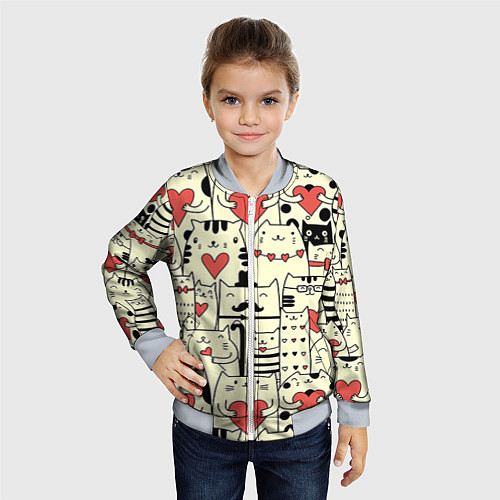 Детский бомбер Любящие котики / 3D-Серый – фото 4