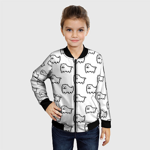 Детский бомбер Undertale Annoying dog white / 3D-Черный – фото 4