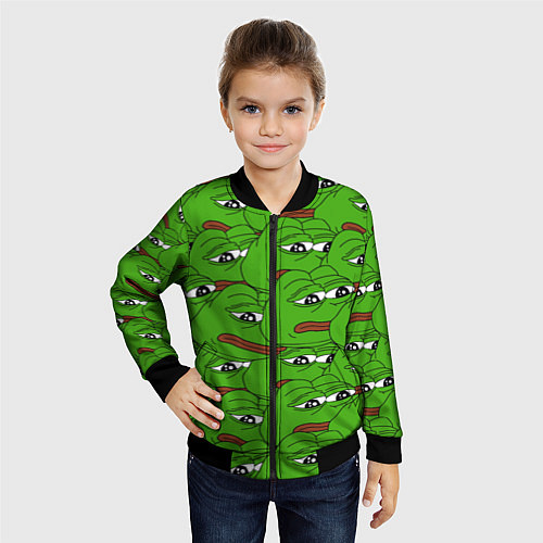 Детский бомбер Sad frogs / 3D-Черный – фото 4