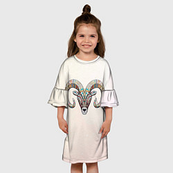 Платье клеш для девочки Баран, цвет: 3D-принт — фото 2
