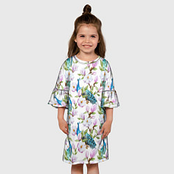 Платье клеш для девочки Цветы и бабочки 6, цвет: 3D-принт — фото 2