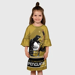 Платье клеш для девочки Pittsburgh Penguins, цвет: 3D-принт — фото 2