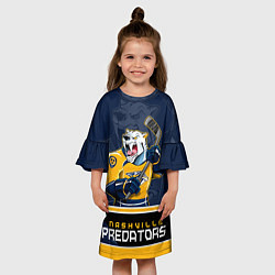Платье клеш для девочки Nashville Predators, цвет: 3D-принт — фото 2