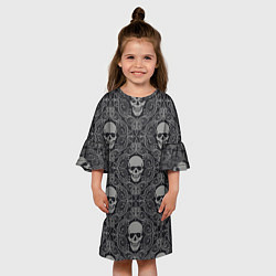 Платье клеш для девочки Ажурные черепа, цвет: 3D-принт — фото 2