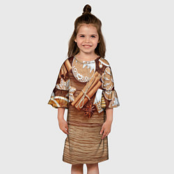 Платье клеш для девочки Коричные пряники, цвет: 3D-принт — фото 2