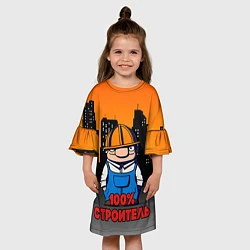 Платье клеш для девочки Строитель 1, цвет: 3D-принт — фото 2