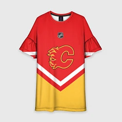 Платье клеш для девочки NHL: Calgary Flames, цвет: 3D-принт