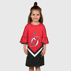 Платье клеш для девочки NHL: New Jersey Devils, цвет: 3D-принт — фото 2