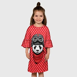 Платье клеш для девочки Панда пилот, цвет: 3D-принт — фото 2
