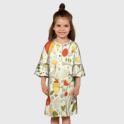 Платье клеш для девочки Поляна цветов, цвет: 3D-принт — фото 2