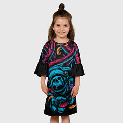 Платье клеш для девочки Космический осьминог, цвет: 3D-принт — фото 2
