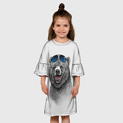 Платье клеш для девочки Счастливый медведь, цвет: 3D-принт — фото 2