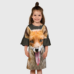 Платье клеш для девочки Милая лиса, цвет: 3D-принт — фото 2