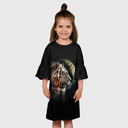 Платье клеш для девочки Космический тигр, цвет: 3D-принт — фото 2