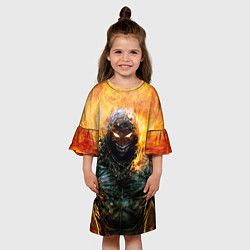 Платье клеш для девочки Disturbed: Monster Flame, цвет: 3D-принт — фото 2