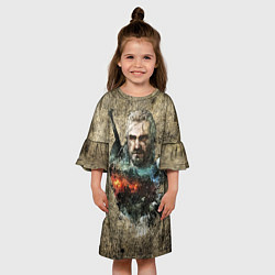 Платье клеш для девочки Ведьмак Геральт, цвет: 3D-принт — фото 2