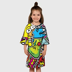Платье клеш для девочки Стикербомбинг, цвет: 3D-принт — фото 2