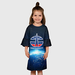 Платье клеш для девочки Космические войска 7, цвет: 3D-принт — фото 2