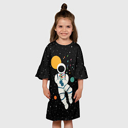 Платье клеш для девочки Космический романтик, цвет: 3D-принт — фото 2
