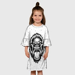 Платье клеш для девочки Рык гориллы, цвет: 3D-принт — фото 2