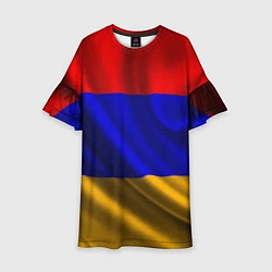 Платье клеш для девочки Флаг Армения, цвет: 3D-принт