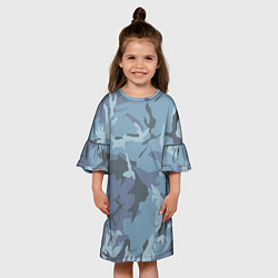 Платье клеш для девочки Камуфляж: голубой/синий, цвет: 3D-принт — фото 2