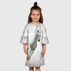 Платье клеш для девочки Белый конь цвета 3D-принт — фото 2