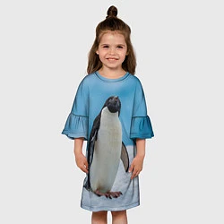Платье клеш для девочки Пингвин на айсберге, цвет: 3D-принт — фото 2