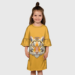 Платье клеш для девочки Геометрический тигр, цвет: 3D-принт — фото 2