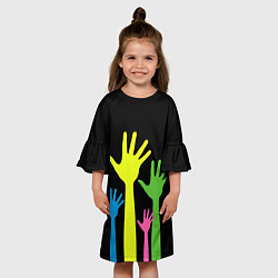 Платье клеш для девочки Руки вверх!, цвет: 3D-принт — фото 2