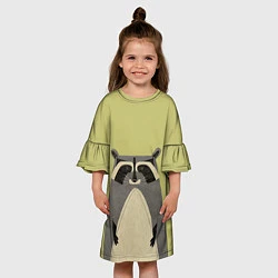 Платье клеш для девочки Дедушка енот, цвет: 3D-принт — фото 2