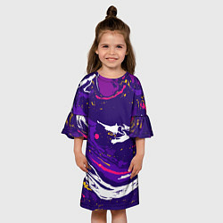 Платье клеш для девочки Фиолетовый акрил, цвет: 3D-принт — фото 2