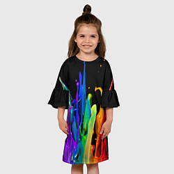 Платье клеш для девочки Всплеск красок, цвет: 3D-принт — фото 2
