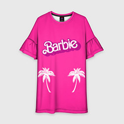 Платье клеш для девочки Barbie пальмы, цвет: 3D-принт