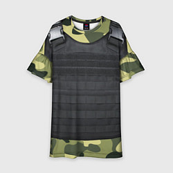 Платье клеш для девочки Бронежилет + камуфляж, цвет: 3D-принт