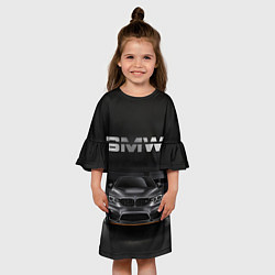 Платье клеш для девочки BMW серебро, цвет: 3D-принт — фото 2