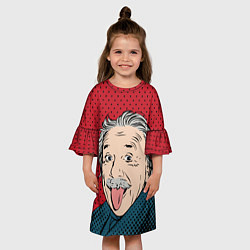 Платье клеш для девочки Альберт Эйнштейн: Поп-арт, цвет: 3D-принт — фото 2