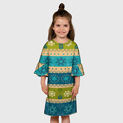 Платье клеш для девочки Индийский узор, цвет: 3D-принт — фото 2