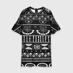 Платье клеш для девочки Black and White ethnic, цвет: 3D-принт