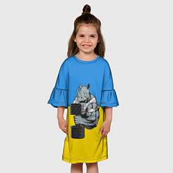 Платье клеш для девочки Спортивный носорог, цвет: 3D-принт — фото 2