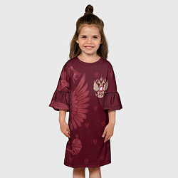 Платье клеш для девочки Герб России - золотой, цвет: 3D-принт — фото 2