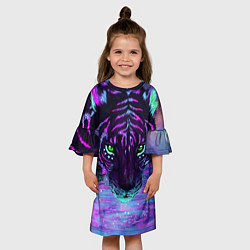 Платье клеш для девочки Неоновый тигр, цвет: 3D-принт — фото 2