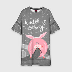 Платье клеш для девочки Pig: Winter is Coming, цвет: 3D-принт