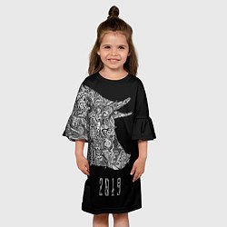 Платье клеш для девочки Черная свинья 2019, цвет: 3D-принт — фото 2