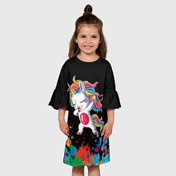 Платье клеш для девочки Малыш-единорог цвета 3D-принт — фото 2