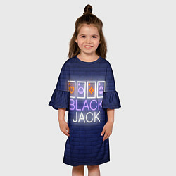 Платье клеш для девочки Black Jack: Neon Game, цвет: 3D-принт — фото 2