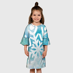 Платье клеш для девочки Снежная акварель, цвет: 3D-принт — фото 2