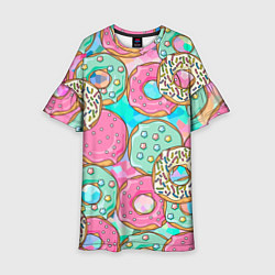 Платье клеш для девочки Сахарные пончики, цвет: 3D-принт