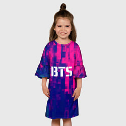 Платье клеш для девочки BTS: Blue & Pink Neon, цвет: 3D-принт — фото 2