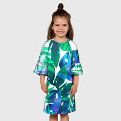 Платье клеш для девочки Зеленые тропики, цвет: 3D-принт — фото 2